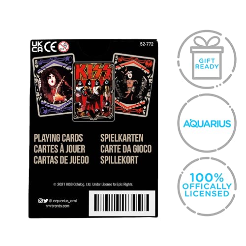 AQUARIUS KISS Playing Cards - KISS Themed Deck of Cards for Your Favorite Card Games - Officially Licensed KISS Merchandise & Collectibles - Poker Size with Linen Finish,Multicolor