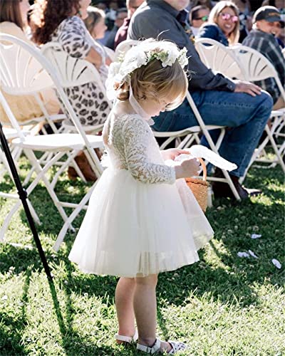 Image of Topmaker Flower Girl Dress for Toddler Baby Girls,Lace Tulle Dress for Wedding,Birthday Party,Photoshoot,Special Occasion