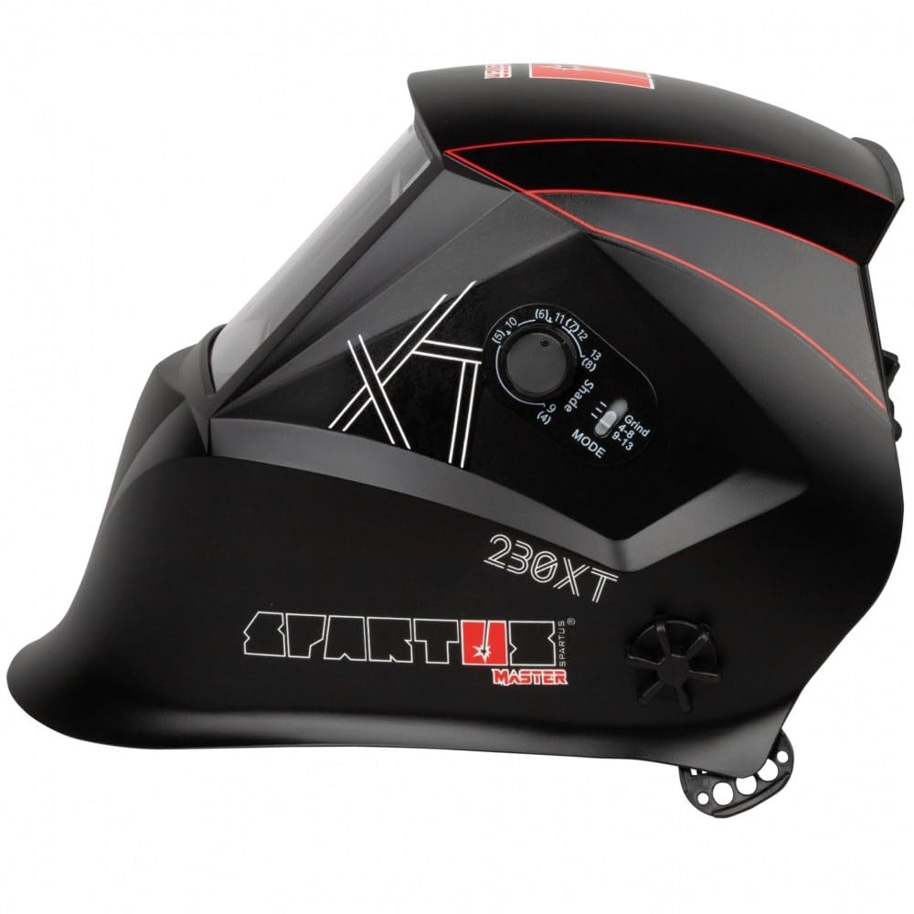SPARTUS Schweißhelm Automatik Schweißmaske - Automatik Schweißhelm 1/1/1/1 True Color Sichtfeld 100x65mm Schleiffunktion - Master 230XT - Bestschweissen.de