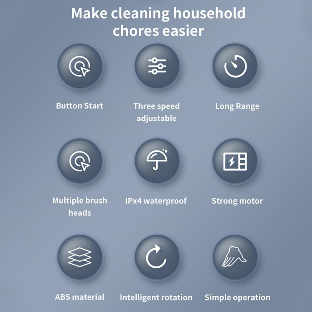 Depurador Eléctrico Inalámbrico De 360 ​​grados,Cepillo De Limpieza Eléctrico For El Hogar, Con 8 Cabezales De Cepillo Reemplazables Y Brazo De Extensión Ajustable For Baño, Piso, Ducha, Bañera, Vidri