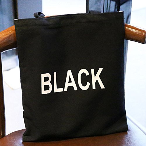 BEARCOLO Sac fourre-Tout Pliable en Coton respectueux de l'environnement avec Fermeture Éclair réutilisable, Noir, M Cover