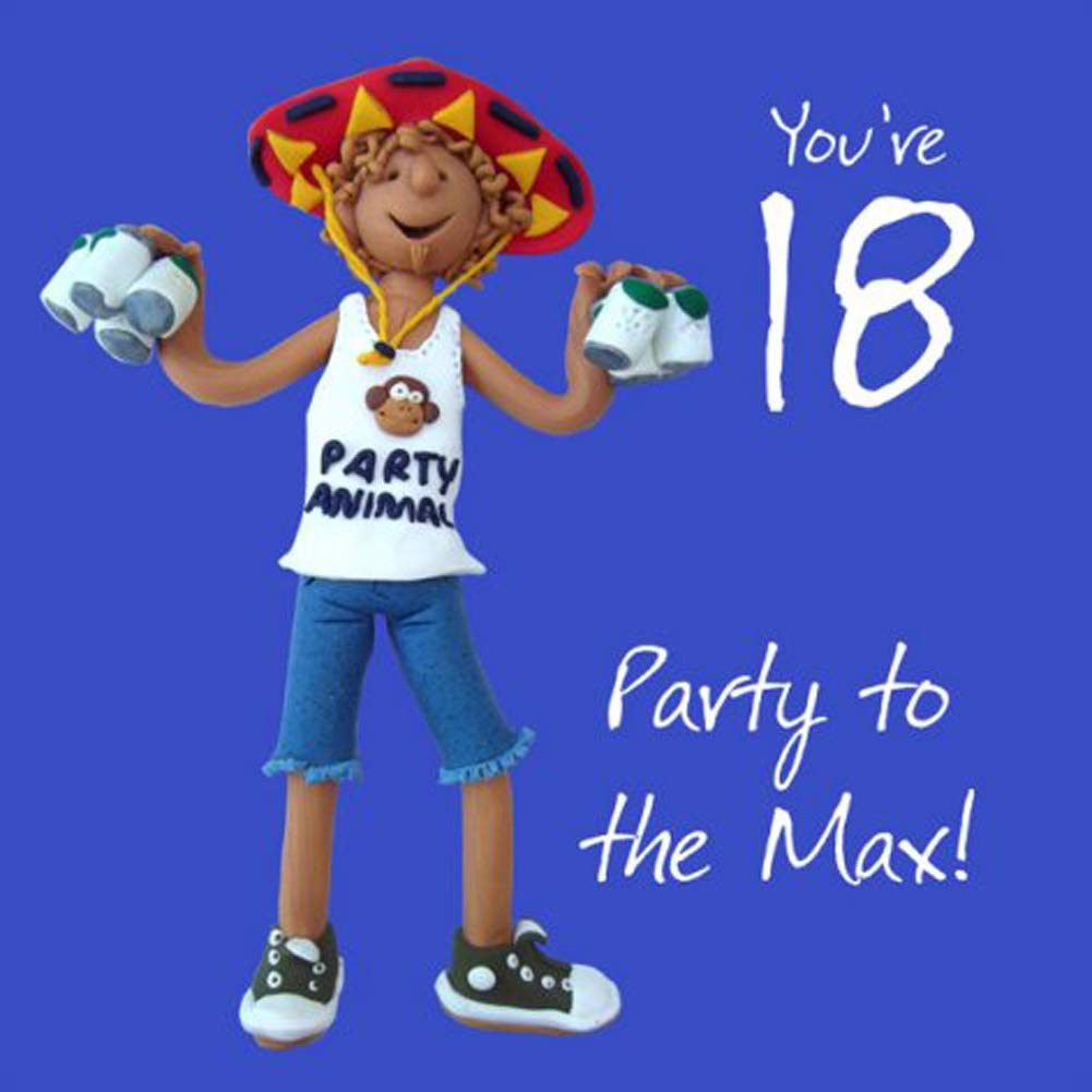 Holy Mackerel Boys White 18Th Birthday Card For A - Designed By Artist Erica Sturla - 15Cm Square And Blank Inside For Your Message - Made In The Uk