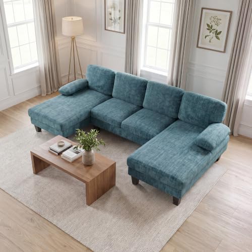JUMMICO U Shaped Sectional Couches for Living Room, Fabric, Blue