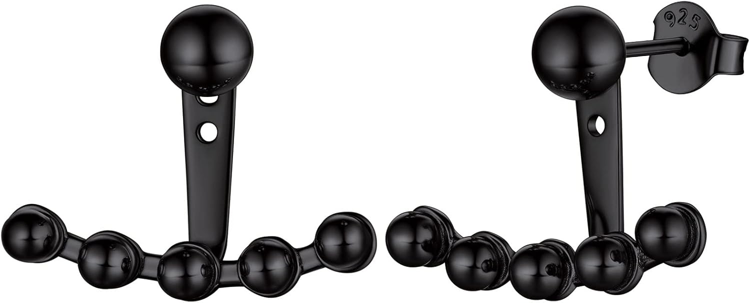 ChicSilver 925 Sterling Silver Ear Jacket Earrings Minimalist Ball Front Back Stud Earrings for Women