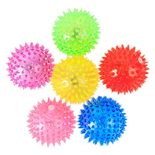 YAQIAN LED Flashing Bounce-Spike Ball Squeaker Ball Dog Toy Jolly Doggy Catch and Play Spikey Rubber Ball Squishy Stress Relief Fidget Squeezy Spikey Ball Toy for Dogs