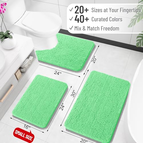 Image of OLANLY Large Bathroom Rugs 40x32, Extra Soft Absorbent Chenille Bath Rugs, Rubber Backing Quick Dry, Machine Washable Bath Mats for Bathroom Floor, Tub and Shower, Home Decor Accessories, Mint Green