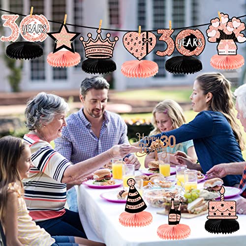 30e verjaardag honingraat middenstukken, 10 stuks verjaardagstafel decoraties met gelukkige 30e verjaardag taart topper… - Image 7