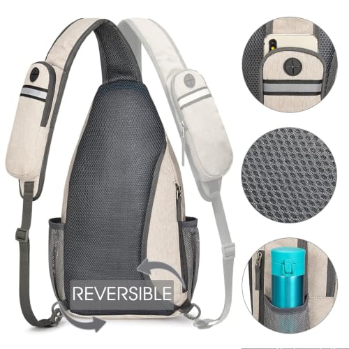 Image of G4Free Sling Bag for Men Women, RFID Blocking Crossbody Bag, Daily, Travel | Durable Polyester Fabric, 10L, Perfect for work, shopping, weekend outings, Hiking, Reversible Shoulder Strap, (Beige)
