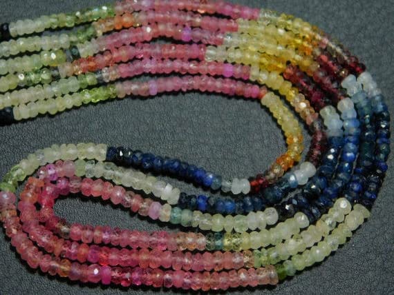 Sapphire Rondelles LKBEADS AAA pierres précieuses de 3mm pour création bijoux de luxe sur fil 40cm