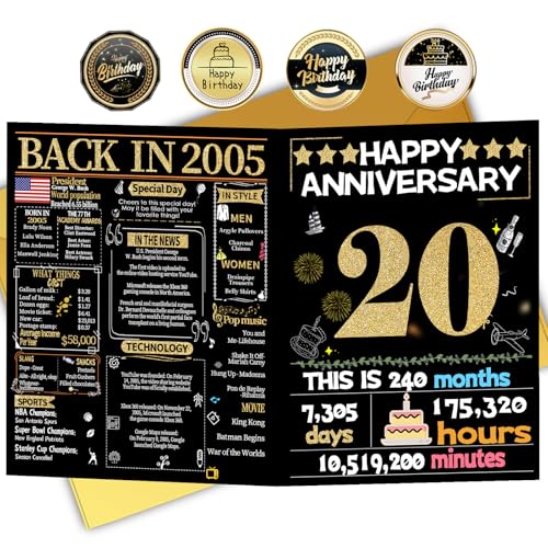 Joycard 20th Anniversary Card for Women Men, Gold Wedding Card for Wife Husband, Sweet...