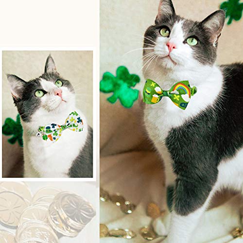 Pohshido St. Patrick's Cat Collar with Bow Tie and Bell, Kitty Kitten Breakaway Lucky Irish Shamrock Collar for Girls… - Image 6