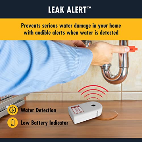 Zircon Leak Alert Water Leak Detector & Flood Sensor Alarm/Water Leak Sensor With Dual Leak Alarms 90Db Audio/Battery Powered (2 Pack) Batteries Not Included (72311) White #TOP1