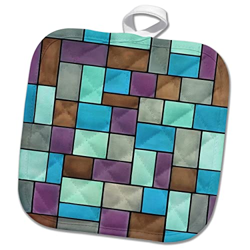 3Drose Rectangles And Squares Contemporary Black Outline Art 4 - Potholders (Phl-361082-1) #TOP24