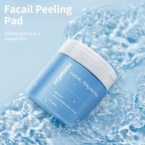 Persbeay Glycolic Acid Pads, Exfoliating Toner Pads for Facial Radiance, Dual Action Gentle Face Pad for Deep Cleaning Effect |Peels & Daily Skin Renewal |Salicylic Acid & Vitamins B3 |70 Count