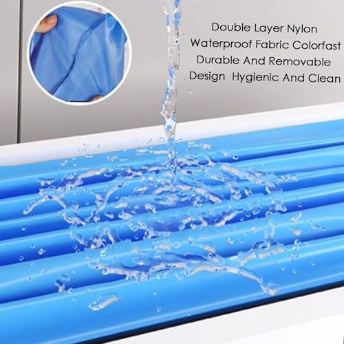 3-Panel Room Divider, Folding Rolling Partition for Salons & Health Rooms, Space-Saving Privacy Screen, Durable Iron Frame, Stylish Blue Color