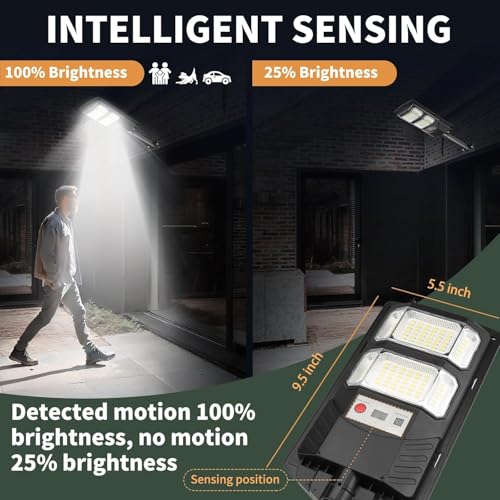Image of LITVERSE 50W Solar Street Light, IP67 Waterproof with Remote & Motion Sensor. Dusk to Dawn 6500K Cool White LED Flood lamp, Durable ABS Alloy Body for Home, Garden, Yard, gate & Parking.