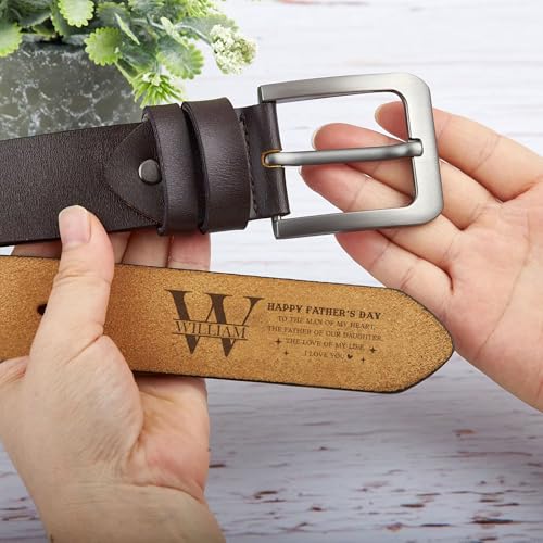 Personalized Happy Father's Day Belt For Dad, Custom Engraved Leather Belt for Father, Father's Day Gift from Son or Daughter, Adjustable Mens Belt for Husband, Thoughtful Gift for Dad, Birthday3