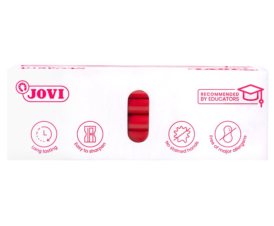 Jovi - Crayons Student, Boîte de 12 crayons en plastique | Couleurs assorties, Idéal dès 3 ans, Résistant et performant, Sans Gluten