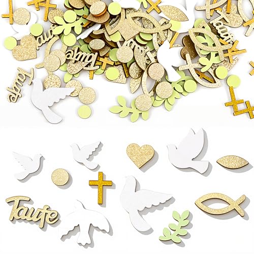 150 Pièces Deco Bapteme Garcon Fille, Confettis de Table en Bois pour Baptême Baby Shower Table Decoration Communion - Décoration de Table Mixte Naturelle