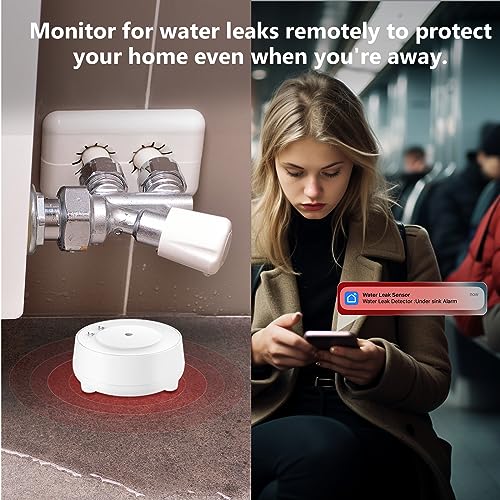 Us:E U-JJ201-3T1-SG-WH Wifi Water Leak Detector, Water Alarm With 110Db Adjustable, 492Ft Transmission Water Leak Sensor thumb #3