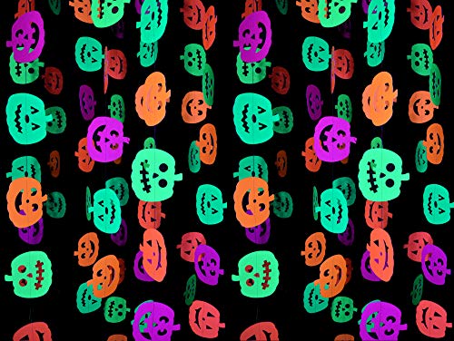 Midnight Glo Halloween Decoration 78Ft Neon Pumpkin Garland Wall Hanging Decorations For Halloween Blacklight Reactive Uv Glow Party (6 Pack) #TOP2