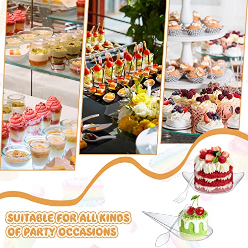 200 Pcs Mini Clear Dessert Plates Mini Appetizer Plates With 100 Pcs Mini Plastic Appetizer Forks 100 Pcs Plastic Spoons Disposable Appetizer Plates For Wedding, Birthday (Oval, Teardrop Style) #TOP6