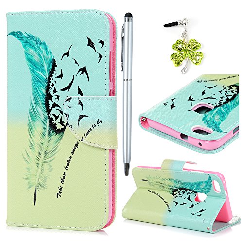 Funda Huawei P10 Lite, Funda Libro de Cuero Impresión de Suave PU Premium e Silicone TPU Carcasa, Correa de mano, Soporte Plegable, Ranuras para Tarjetas y Billetera, Cierre Magnético pluma