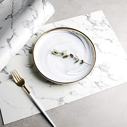 Marble Leather Placemats For Dining Table Waterproof Set Of 4 Marble Decor For Kitchen Table Easy To Clean Pu Place Mats For Dinning,Office #TOP7