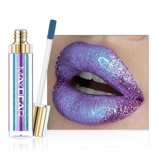 Maydear Chameleon Lipstick, High Pigmented for Women Metallic Shine Lip Gloss, Full-Coverage...