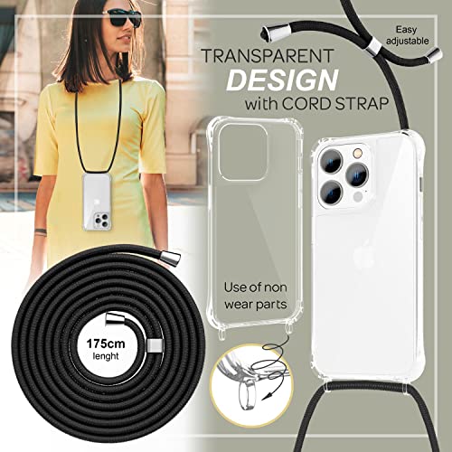 NALIA Necklace Case for iPhone 14 Pro Max, Transparent Hybrid Cover & Strap, HANGIT PRO (Anti-Yellow Back & Adjustable) - Image 3