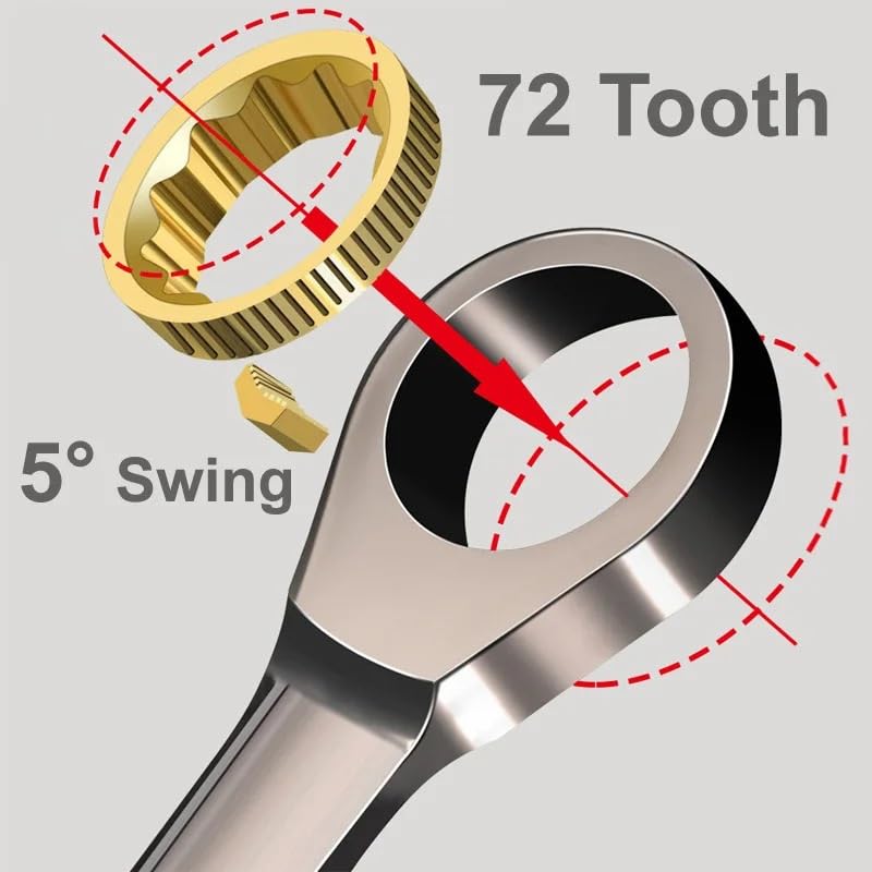 SHUNMIN Llaves Fijas con Carraca 1 Pieza de Llave de trinquete, Llave combinada, Herramienta de Anillo de Engranaje Llave Carraca(18mm)