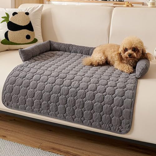 GOEDCH Cuccia per cani, 75 x 75 cm, lavabile, grigio scuro di alta qualità, coperta per cani con bordo, tappetino antiscivolo, cuscino per cani, cuccia per gatti, cani
