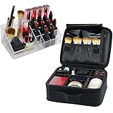 PFFY Travel Makeup Bag Toiletry Train Case Cosmetic Organizer Make Up Storage Bag for Women Girls black Color