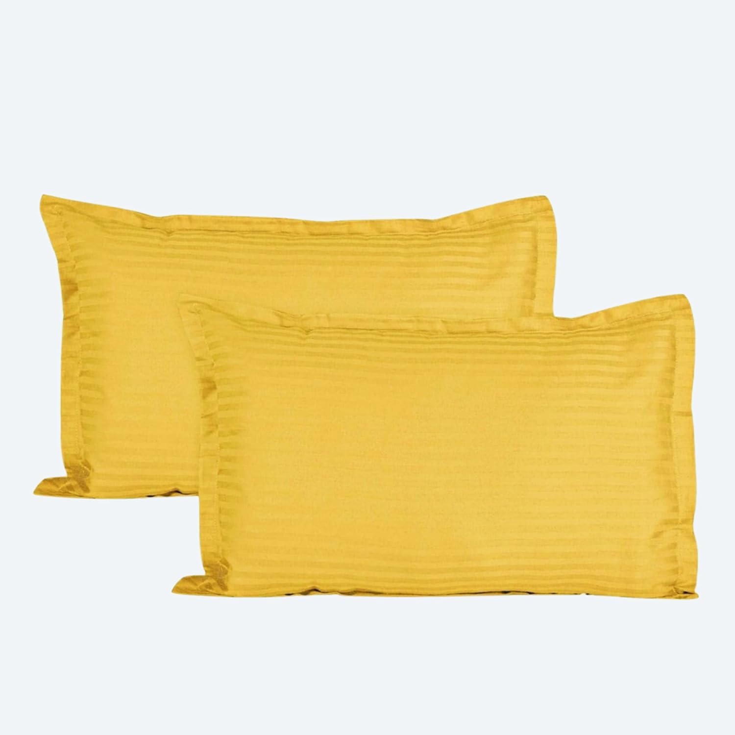 Trance Home Linen 200 TC 100% Cotton Large Size 20x30 inch Satin Stripe Pillow Covers | Pillow Cases | Set of 2 Piece Pillow Covers only |Large Size (Golden Yellow, 20 X 30 inch)