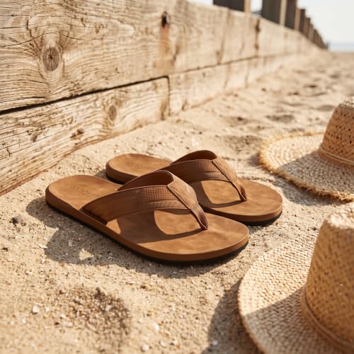 Image of AX BOXING Mens Flip Flops Leather Thong Sandals Casual Comfort Slides Slippers