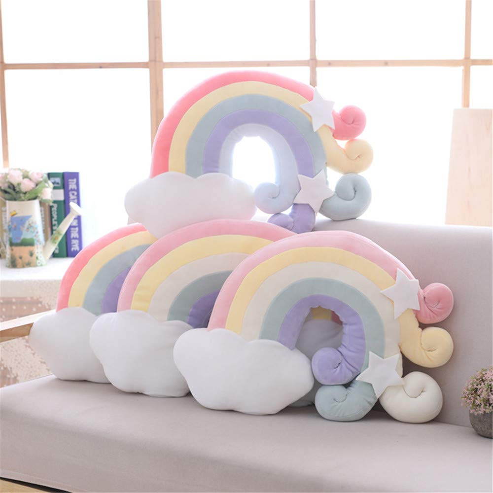 Nicole Knupfer Cuscino Arcobaleno Corona Con Nuvole Cuscino Letto Bambina Divano Divano Sedie Cuscino Per Auto Casa Ufficio Decorazione (Rosa Arcobaleno)