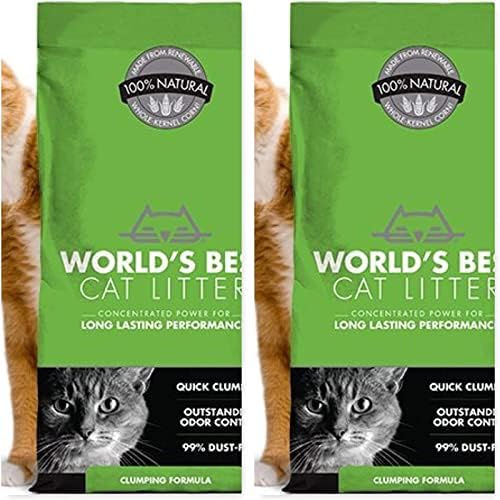 2 Pack World's Best Original Unscented Cat Litter 15 Pound Bags,Outstanding Odor
