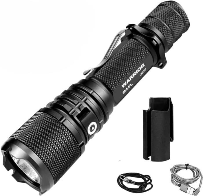 Miniatura 2 de Powertac Warrior G4-FL - Linterna táctica de mano de 4200 lúmenes (haz ancho), linterna de mano de alto lúmenes, impermeable, linterna recargable