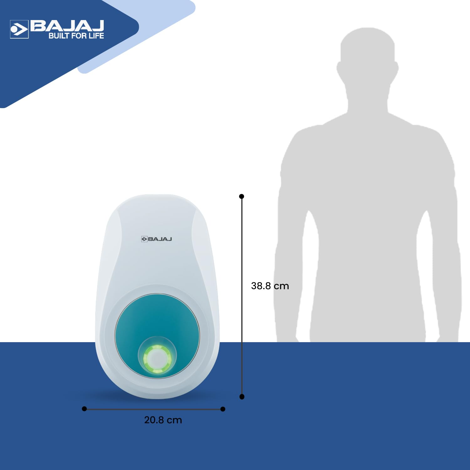 Bajaj Verre 6L 3KW Storage Water Heater | BEE 4 Star Rated Geyser For Bathroom & Kitchen | Titanium Glass Line Coated Tank And Copper Heating Element 【White and Blue】 3