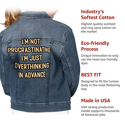 Not Procrastinating Kids' Denim Jacket - Overthinking Jean Jacket - Quote Design Denim Jacket for Kids4