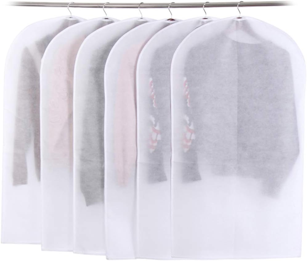 Grsafety Clothes Cover Dustproof Moth Proof Garment Bag Breathable Washable Transparent Dress Cover with Full Zipper Pack of 6(24"x40")
