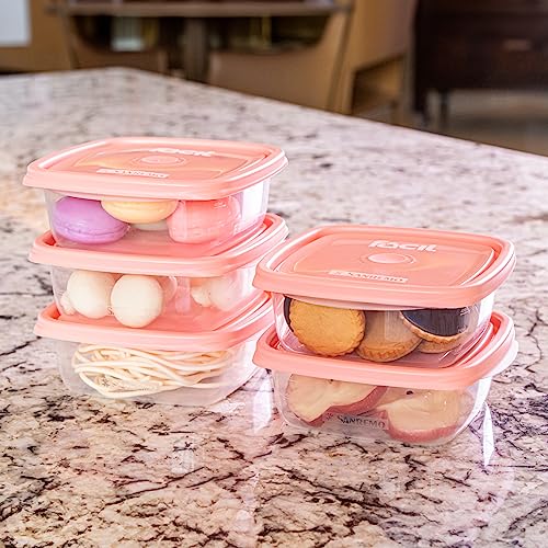 Kit Fácil com 10 Potes Plásticos Quadrados de 530mL, Cor Salmão, Linha Fácil, Sanremo.