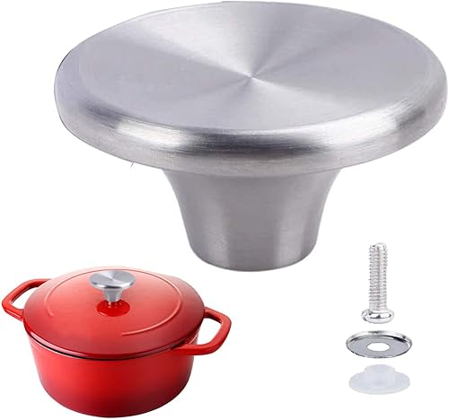 Pomo de repuesto de acero inoxidable holandés para Le Creuset, Aldi, Lodge y otros pomos de repuesto de hierro fundido esmaltado (plateado)