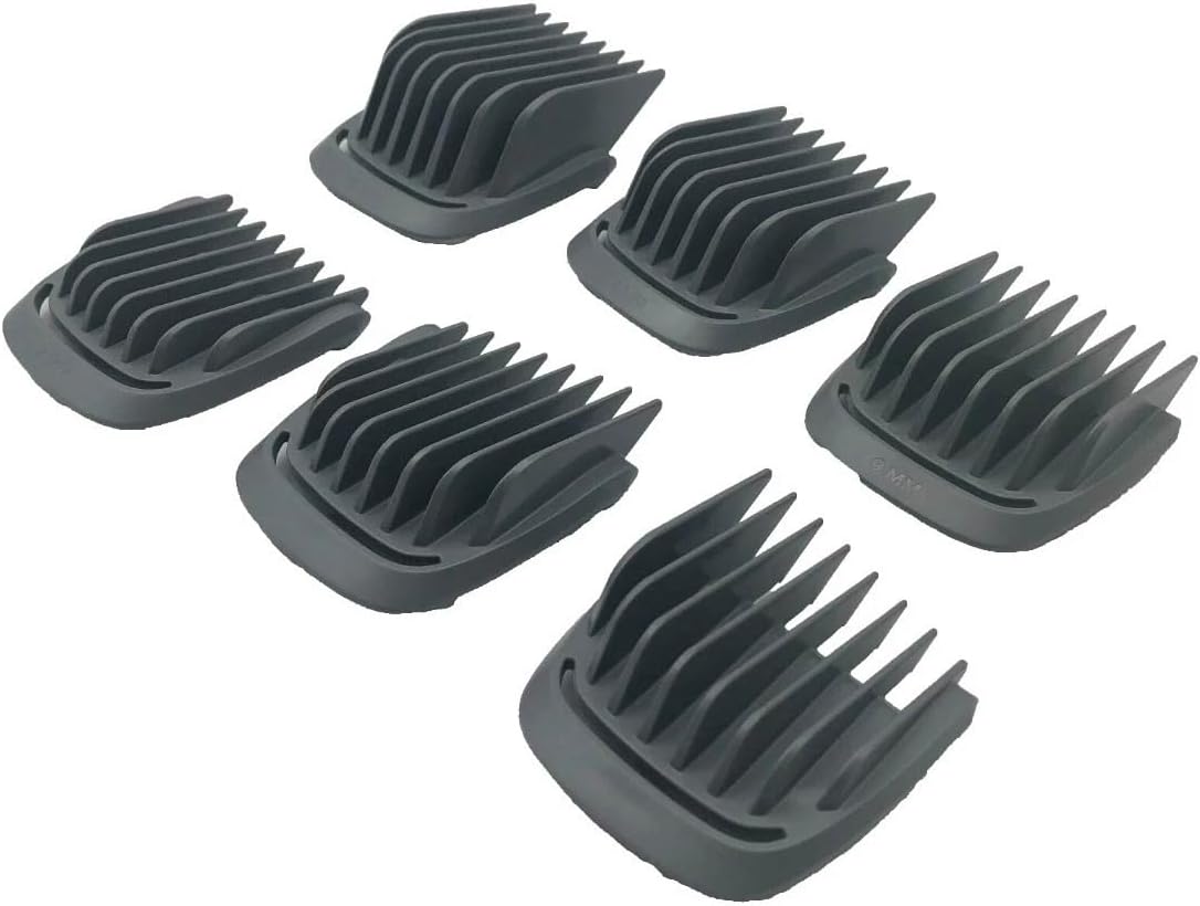 Trimmer Replacement 6 Piece Set (for Extra Wide 41mm T Blade Only) Haircut Guide Guard Comb for Philips Norelco Multigroom (View Photos and Description for Compatible Models and Blade Sizes)
