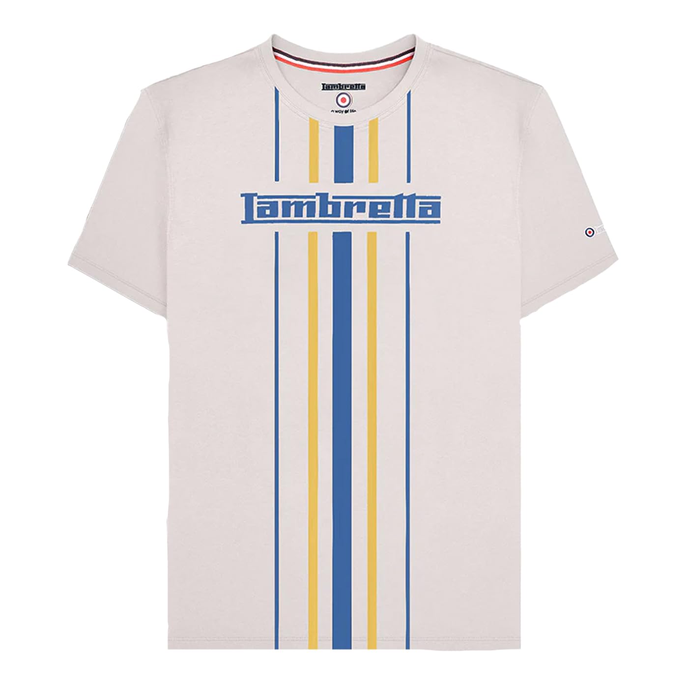 Lambretta (3Xl, White) Mens Vertical Stripe Crew Neck Short Sleeve T-Shirt Tee Top