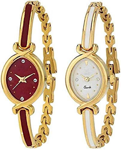 NiyatiFab Combo Pack 2 White-Maroon Dial Golden Bangle Analog Watch - for Girls (B07Z86C99X) Amazon Price History, Amazon Price Tracker