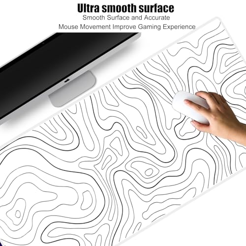 Image of Saco XXL Gaming Mouse Pad for PC - Large Desk Mat 900x400x3mm, Extended Non-Slip Rubber Base, Waterproof Surface, Topographics Design, Big Keyboard Mouse Pad for Office & Home Setup