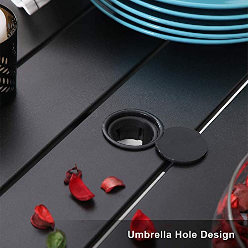 PHI VILLA 152×95cm Gartentisch for 6 Person Stahl Rostfreier Rahmen und Sonnenschirmloch Gartenmöbel Terassentischim… – Bild 6