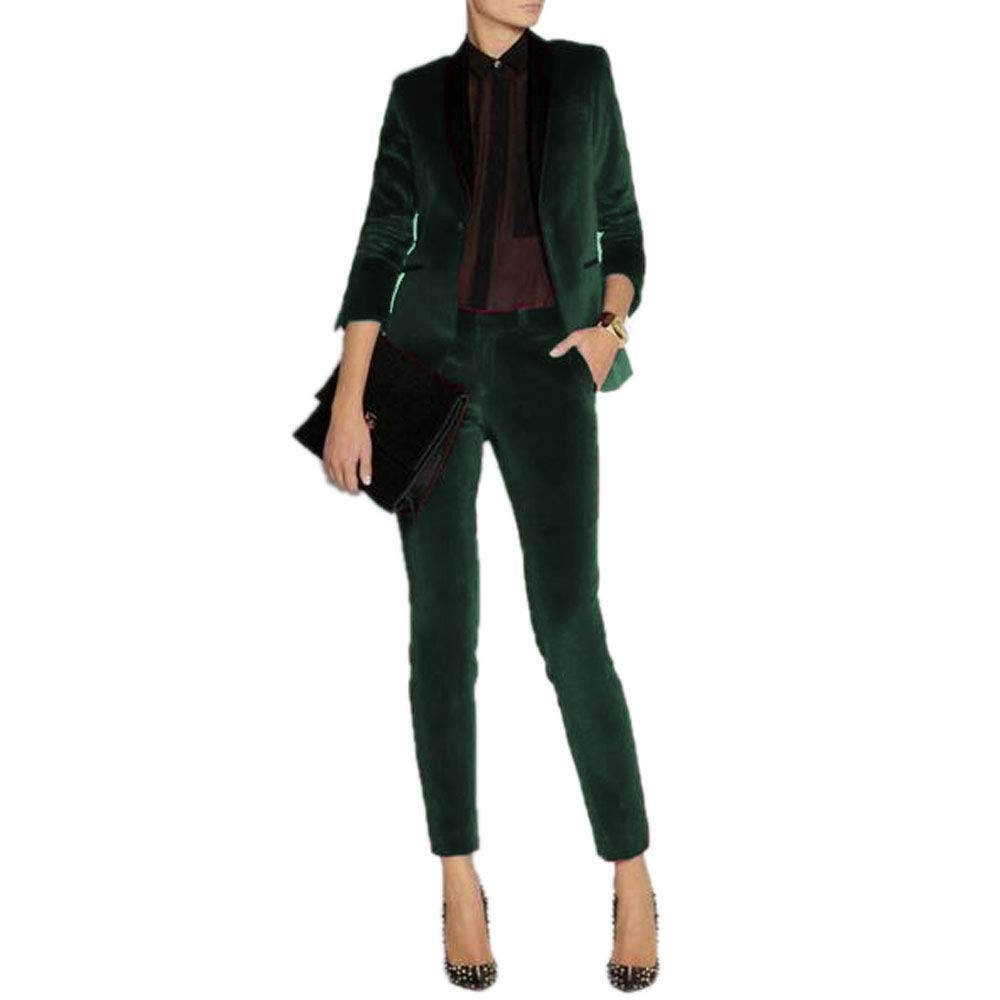 JYDressWomen's Velvet Pant Suits Set Ladies Business Office Tuxedos Formal Work Wear