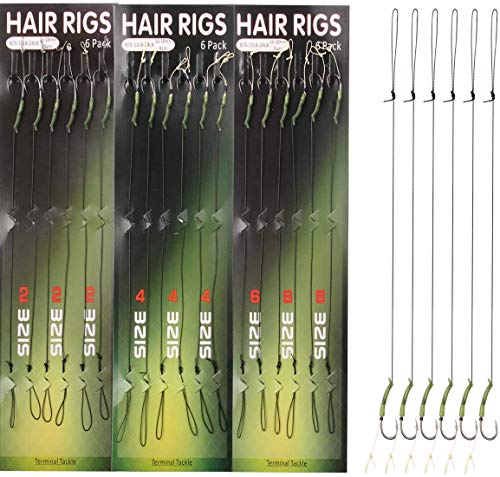 18pcs Carp Fishing Leader Hair Rigs Coated Line Carp Hair Rig Boilies Carp